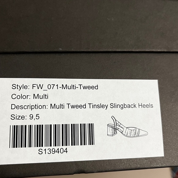 Tuckernuck Tinsley Tweed Multicolor Heels Slingback size 9.5 black toe cap - Picture 14 of 14